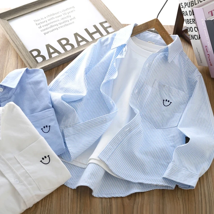 早秋上新~男童夏秋薄款衬衫2025新款中大童帅气潮流外套衬衣10111