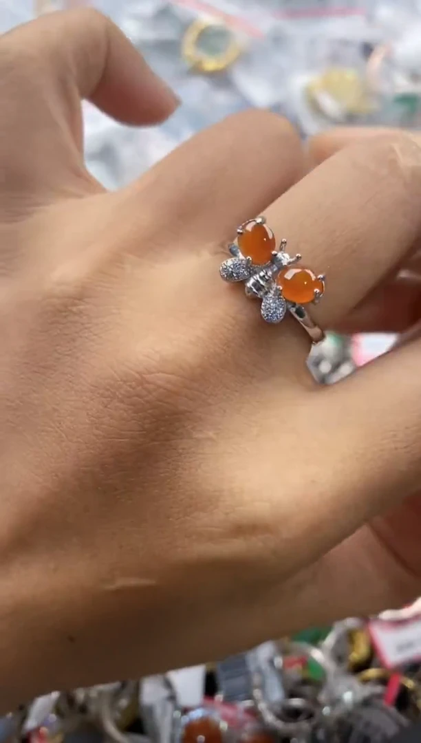 银S925镶嵌戒指翡翠777               5