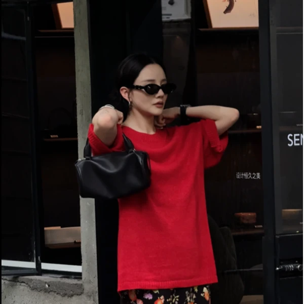 【DYMMXYMM】-早春和纸三色慵懒短袖针织衫-5SS9269