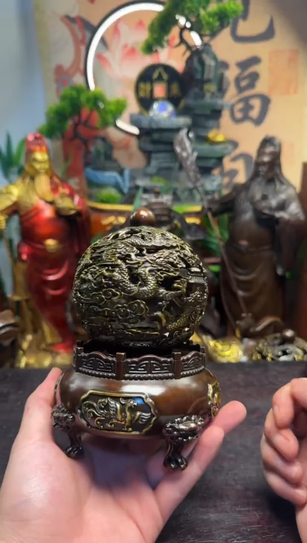 潼潼古铜只卖真铜！（时来运转九龙镂空转运炉）