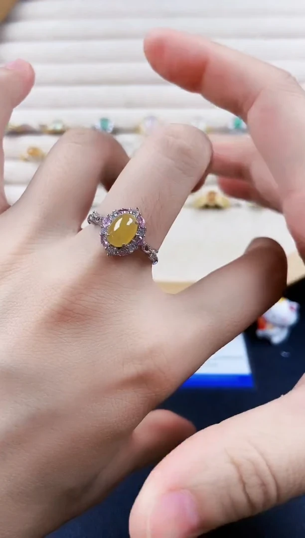 翡翠戒指银S925镶嵌101