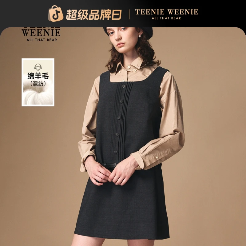 *TeenieWeenie小熊连衣裙25秋新款气质简约无袖背心裙TTOW254TW1B