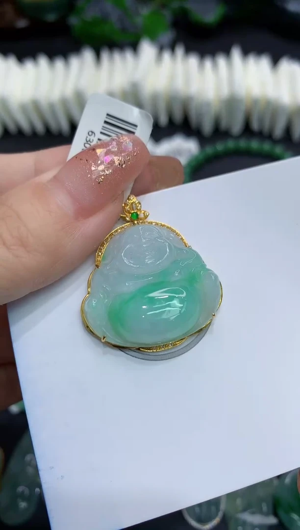 吊坠(不含链)18K金镶嵌翡翠11