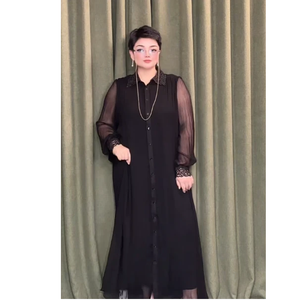 迪拜风民族风大码女装中长款连衣裙003