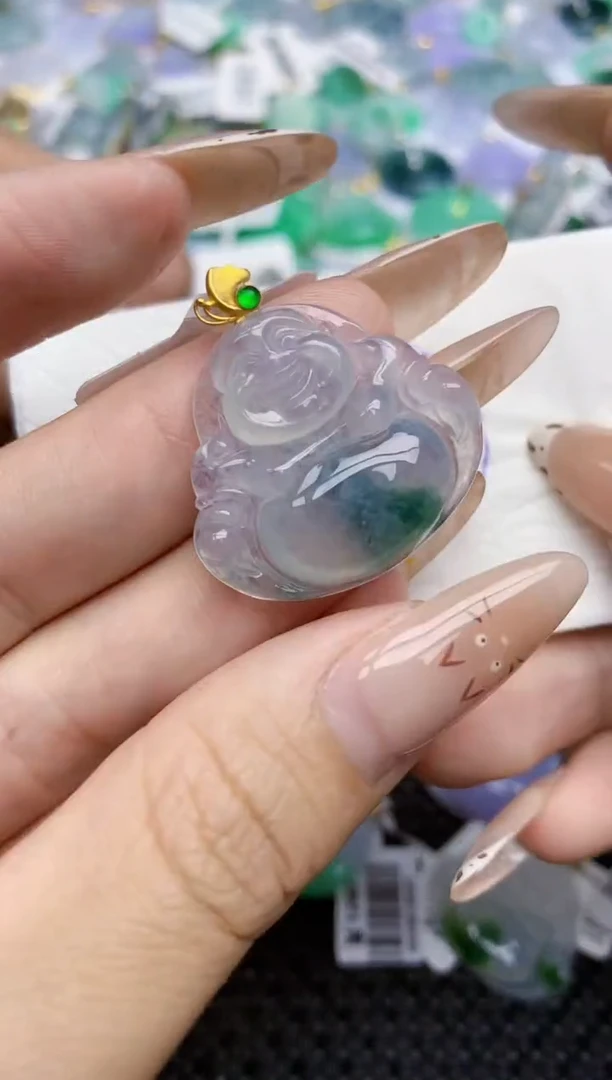 翡翠18K金镶嵌颈饰220   天然翡翠A货