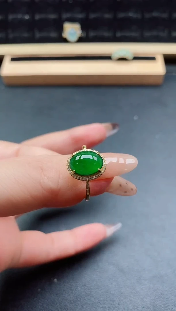 银S925镶嵌戒指翡翠1