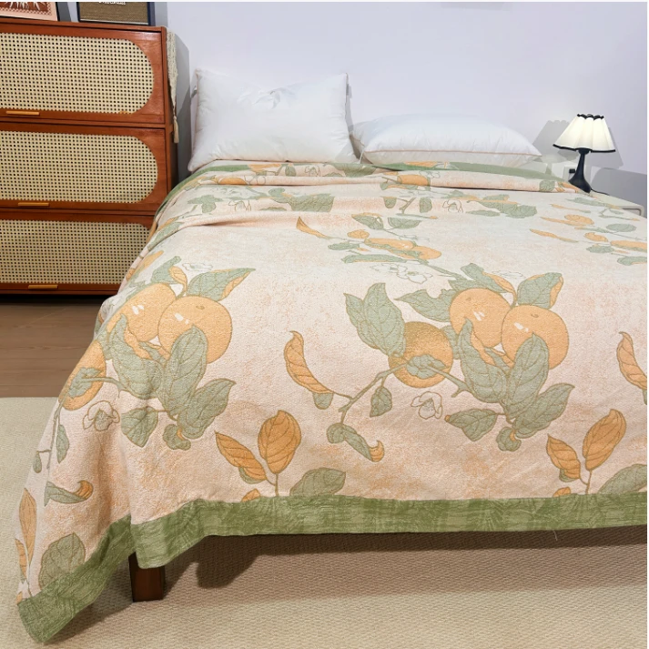 【娜莎保罗】清新款柔软舒适雨露汉麻床盖（大桔大利 230*250）