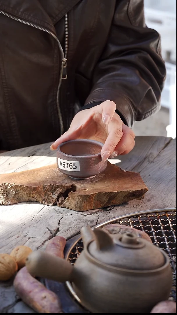 瓷片柴烧手工杯A6765