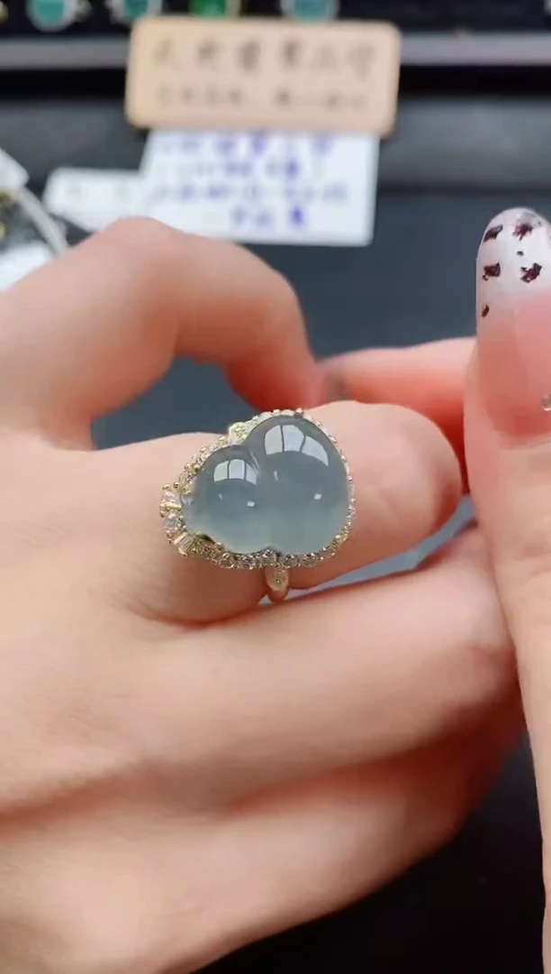 银S925镶嵌戒指翡翠1