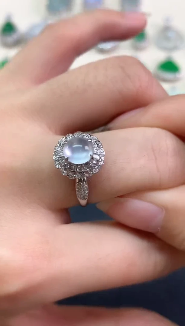 18K金镶嵌戒指翡翠戒指|9800