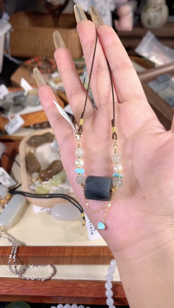 项链银S925镶嵌和田玉多样性发其一孤品默认微瑕