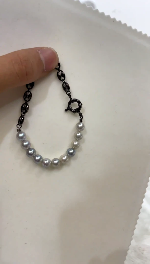 银S925镶嵌手绳海水珍珠6.5-7