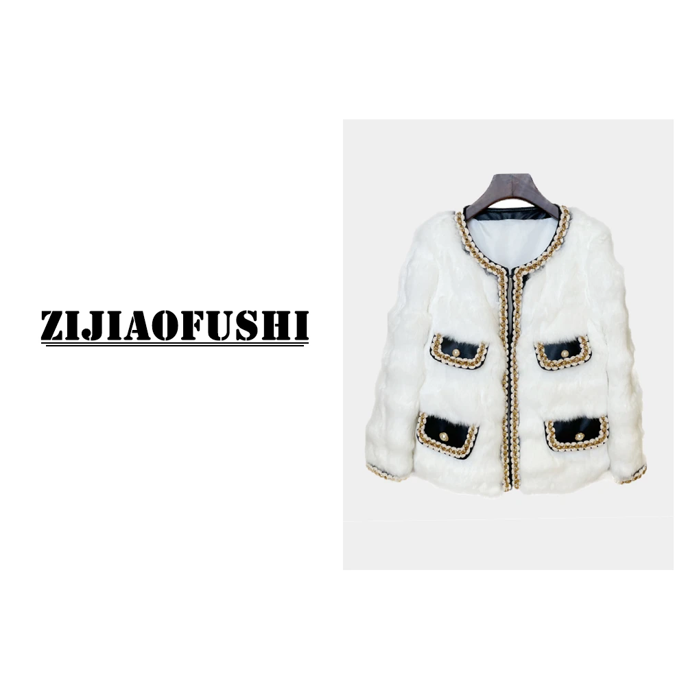 【小锅专属】紫娇服饰  XLE-33101 兔毛时尚小香风外套  5