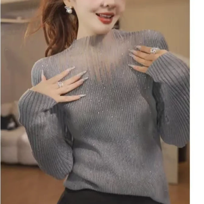 2025时尚新款时尚洋气百搭修身针织衫韩系气质毛衣女上衣H5-29