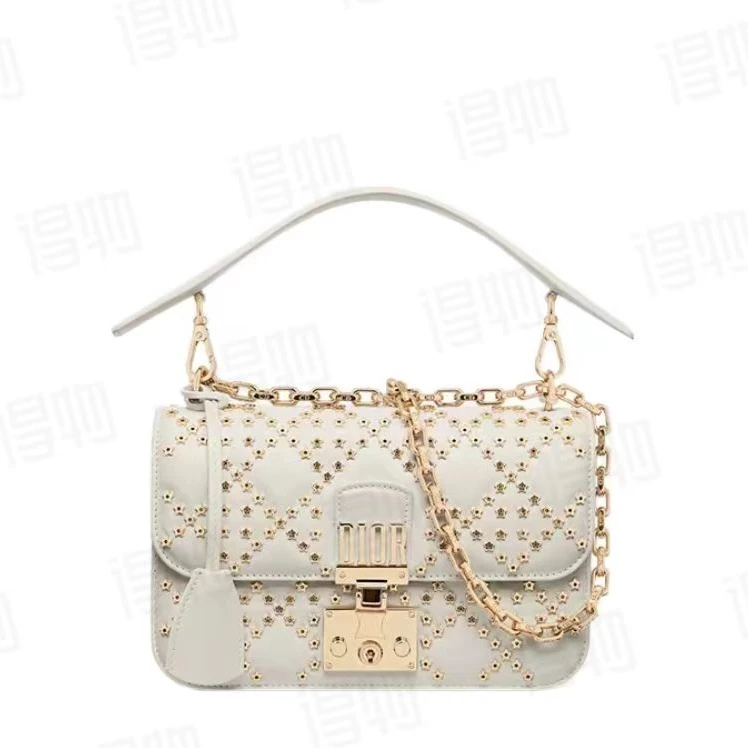 95新 DIOR/迪奥 茉上/迪奥白金addict邮差菱格铆钉包