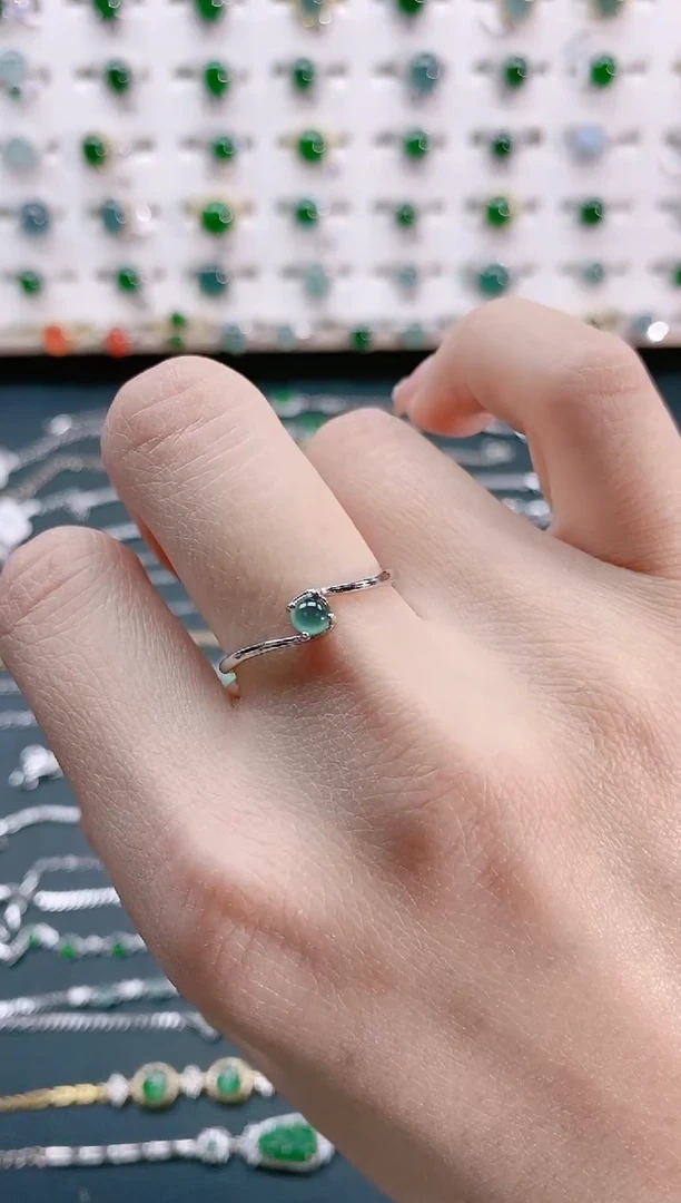 【闪购商品】翡翠戒指银S925镶嵌天然翡翠