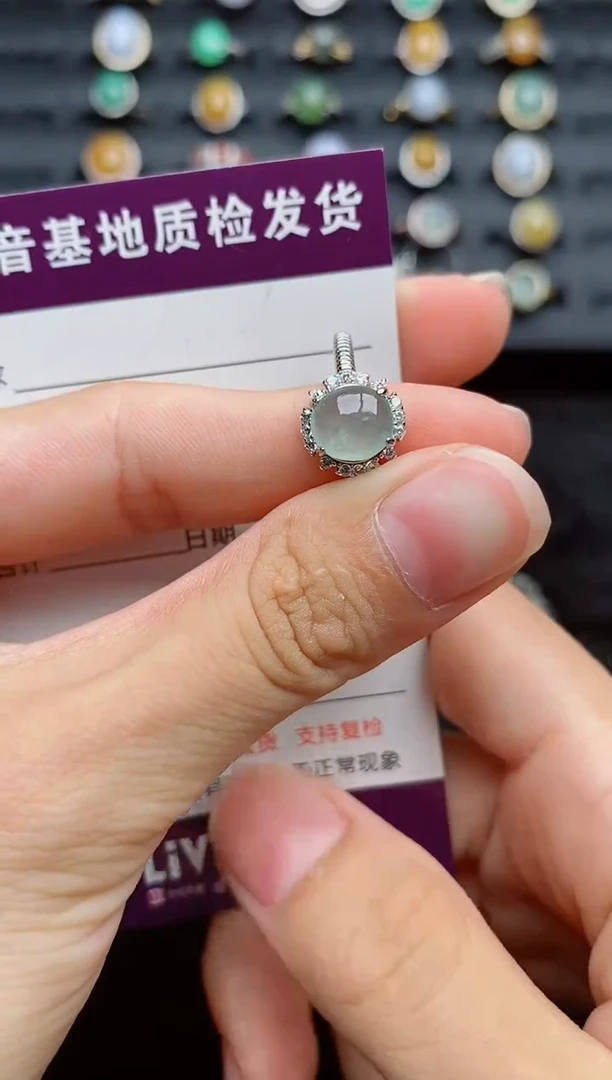 银S925镶嵌戒指翡翠1