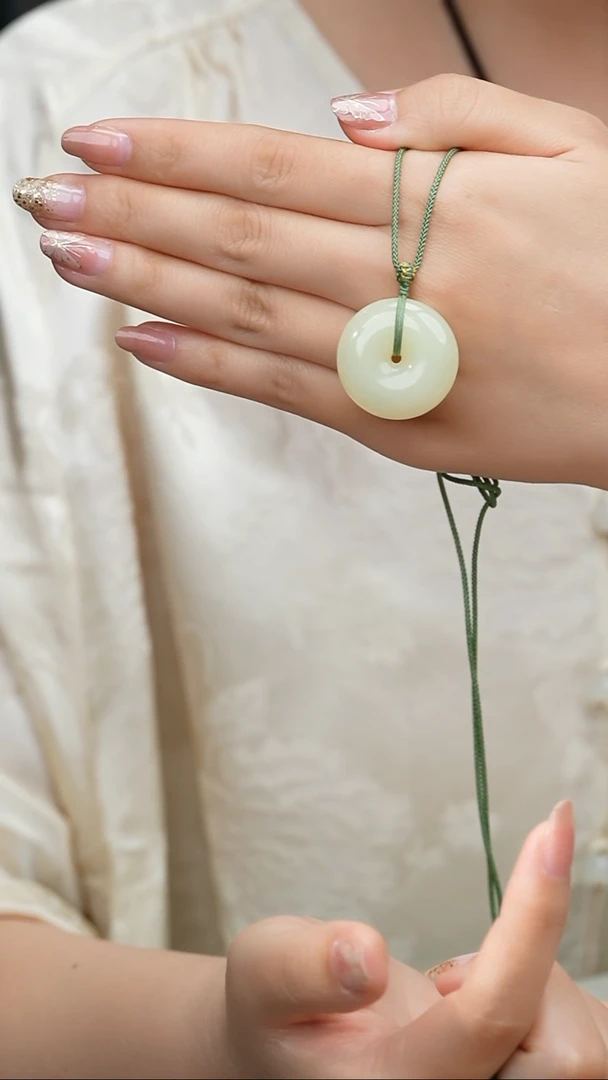 颈饰未镶嵌和田玉007-独雪峰黄玉平安扣-1118