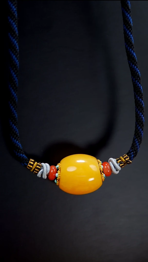 裸石琥珀未镶嵌焦皮料马蹄珠锁骨链20.45