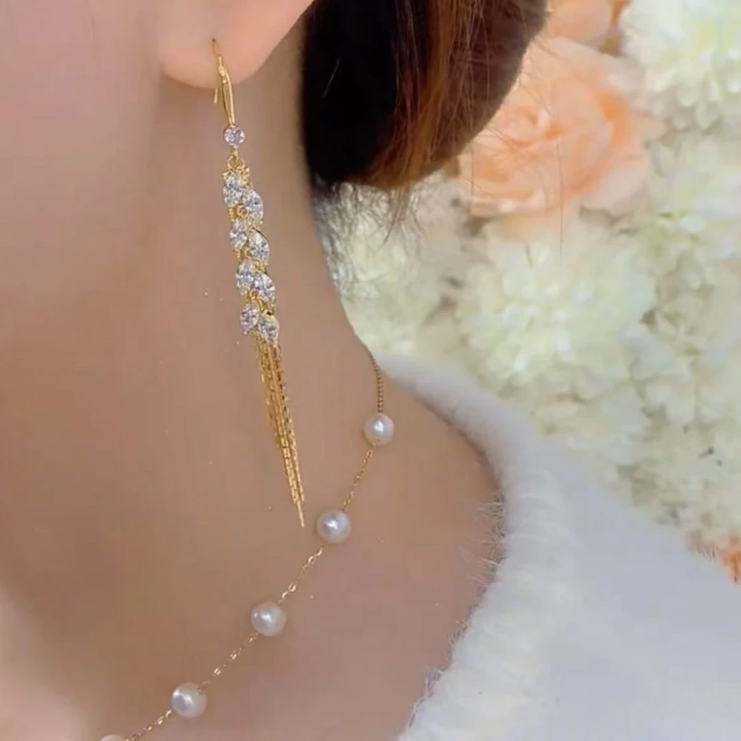 合金耳饰 麦穗时尚长款耳环流行饰品优雅气质轻奢精致百搭