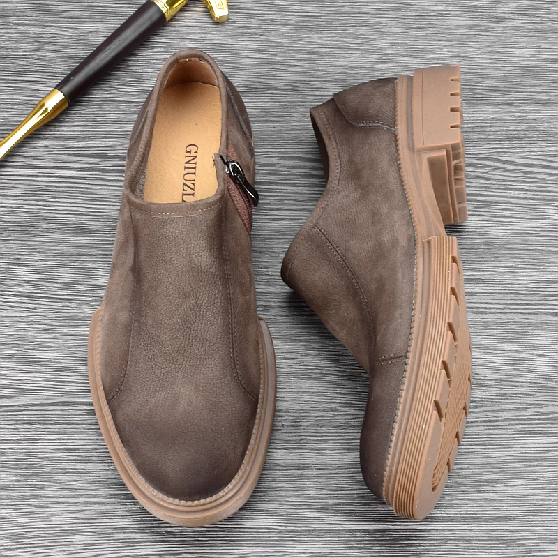 CATIA SELI春秋透气真皮软皮软底皮鞋拉链英伦复古经典男士单鞋