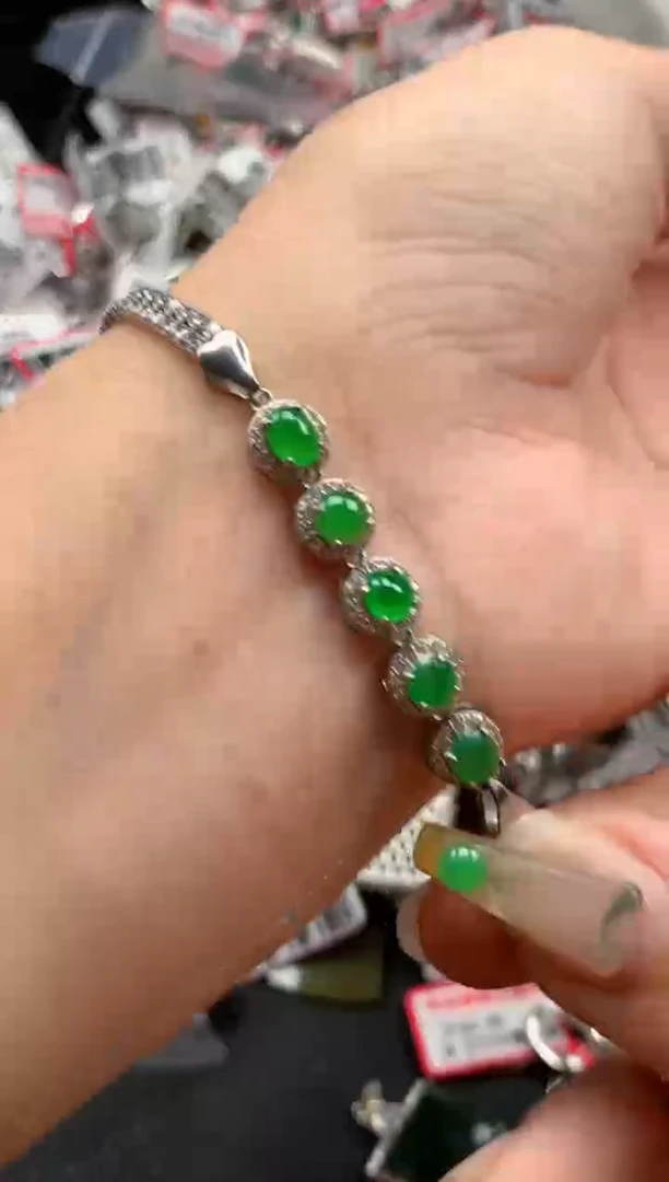 银S925镶嵌戒指翡翠天然A货缅甸翡翠