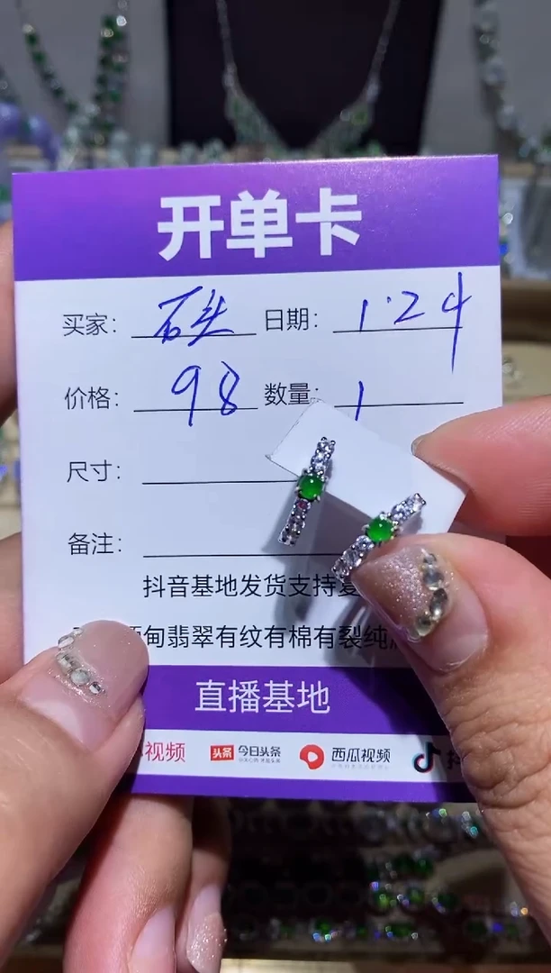 【闪购商品】翡翠耳饰银S925镶嵌向 石头