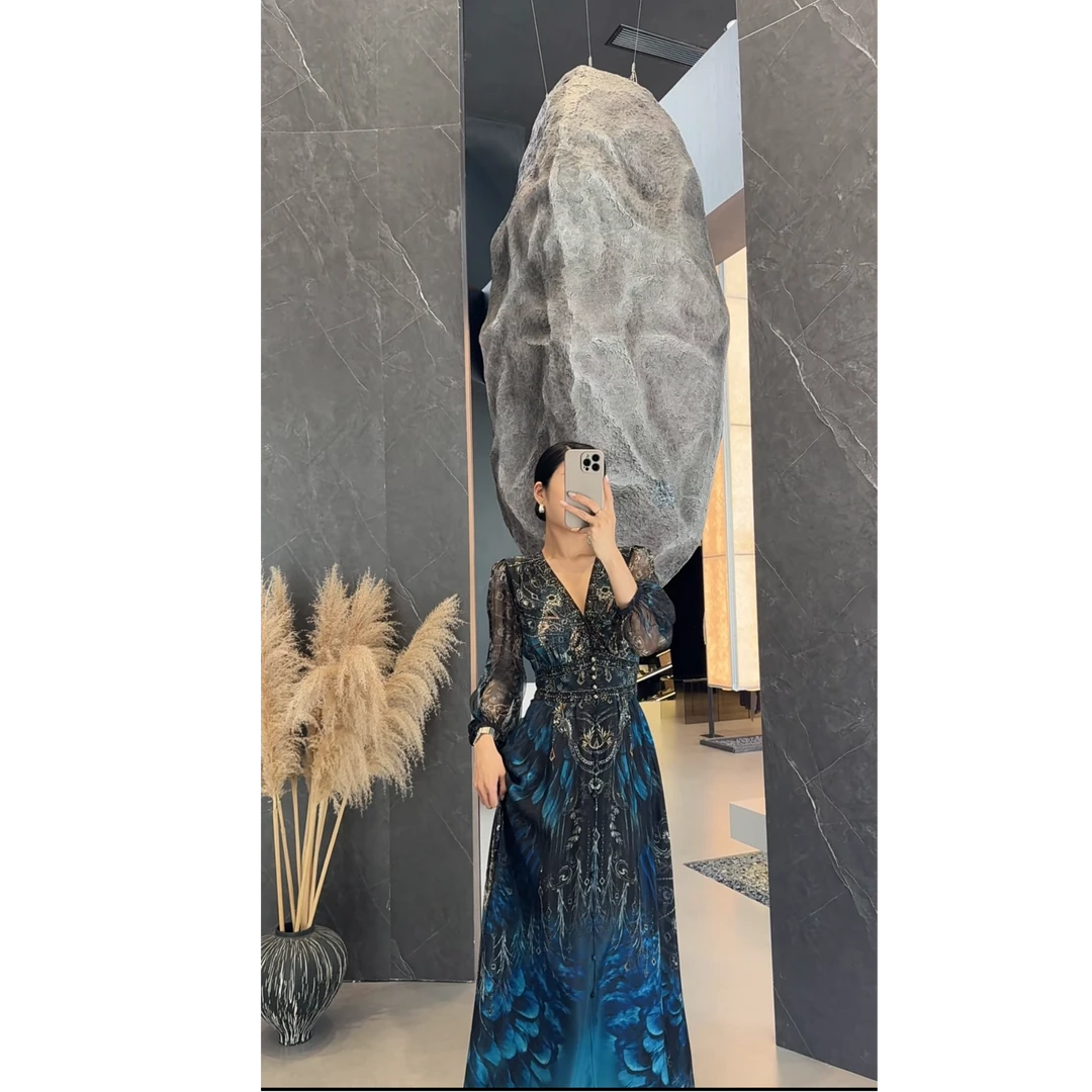 气质修身孔雀蓝连衣裙