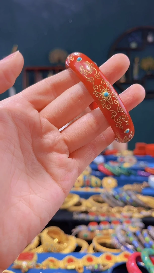 【闪购商品】非遗技艺大漆手镯 金丝镶嵌 60