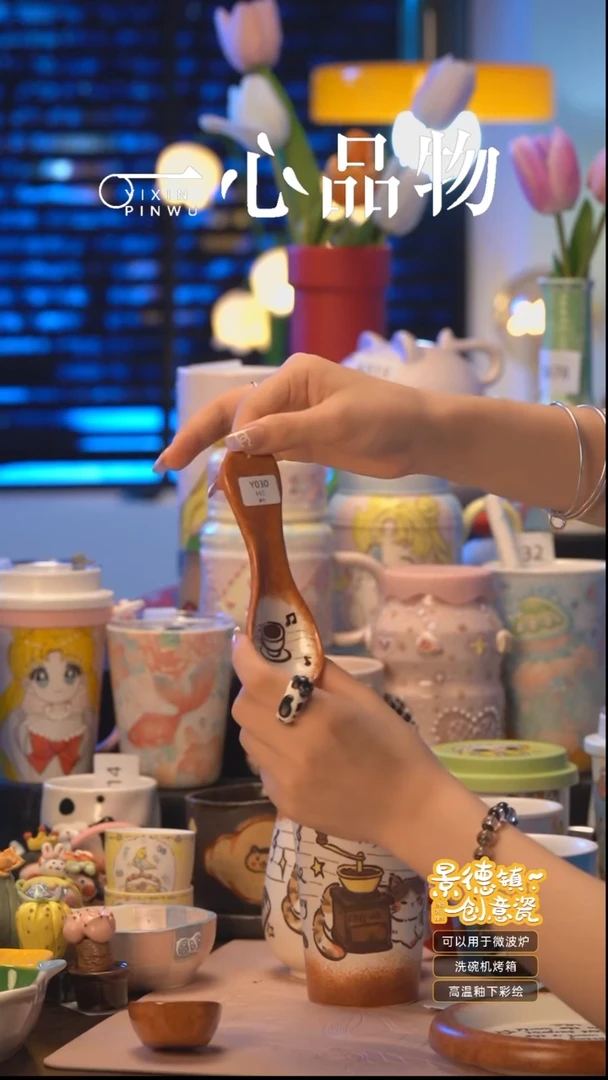 杯Y030景德镇手工手绘杯子摆件