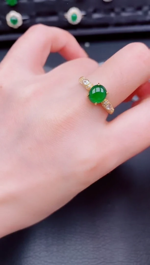 【闪购商品】翡翠戒指银S925镶嵌天然a货翡翠529