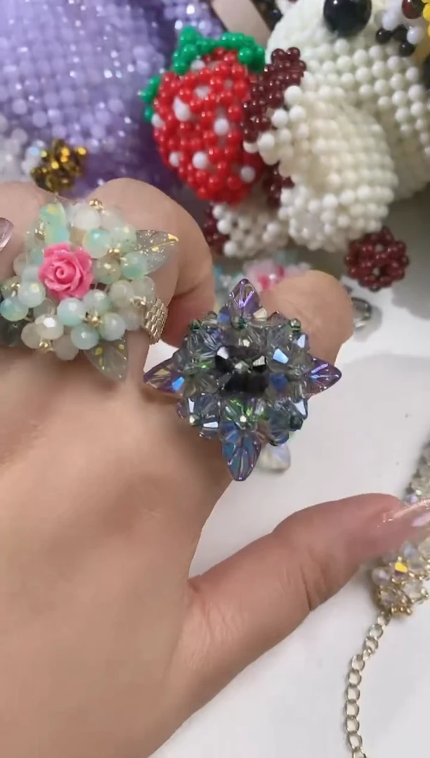 玻璃1212绣球花手链材料包1套魅影紫手链