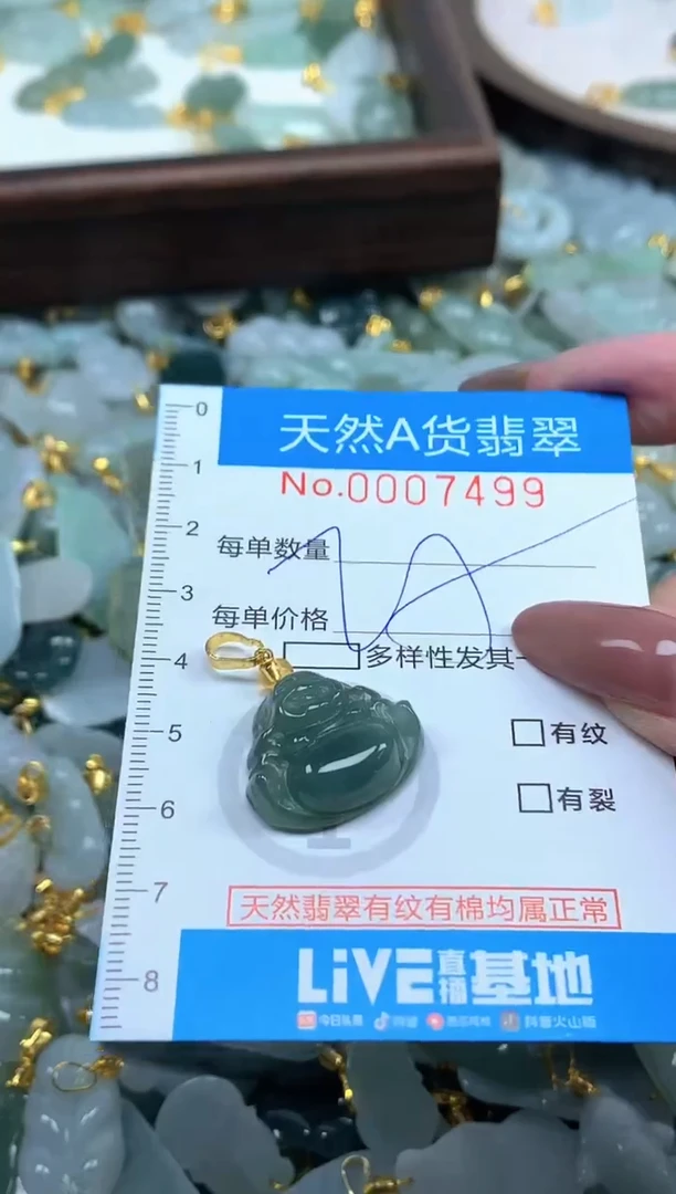 颈饰未镶嵌翡翠净货挂件-7499