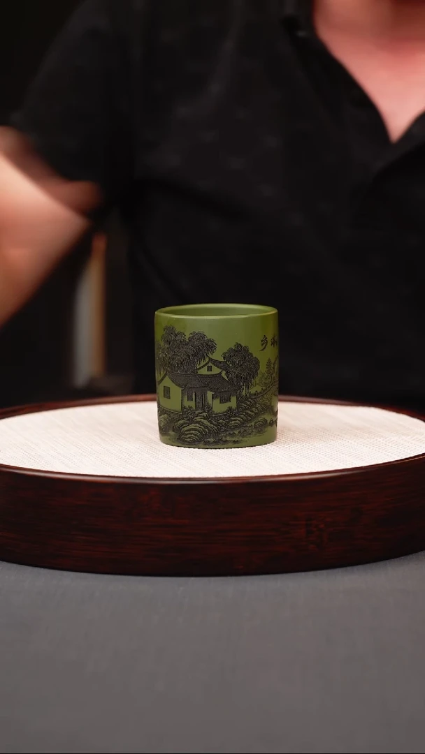 茶壶紫砂绿泥直筒主人杯