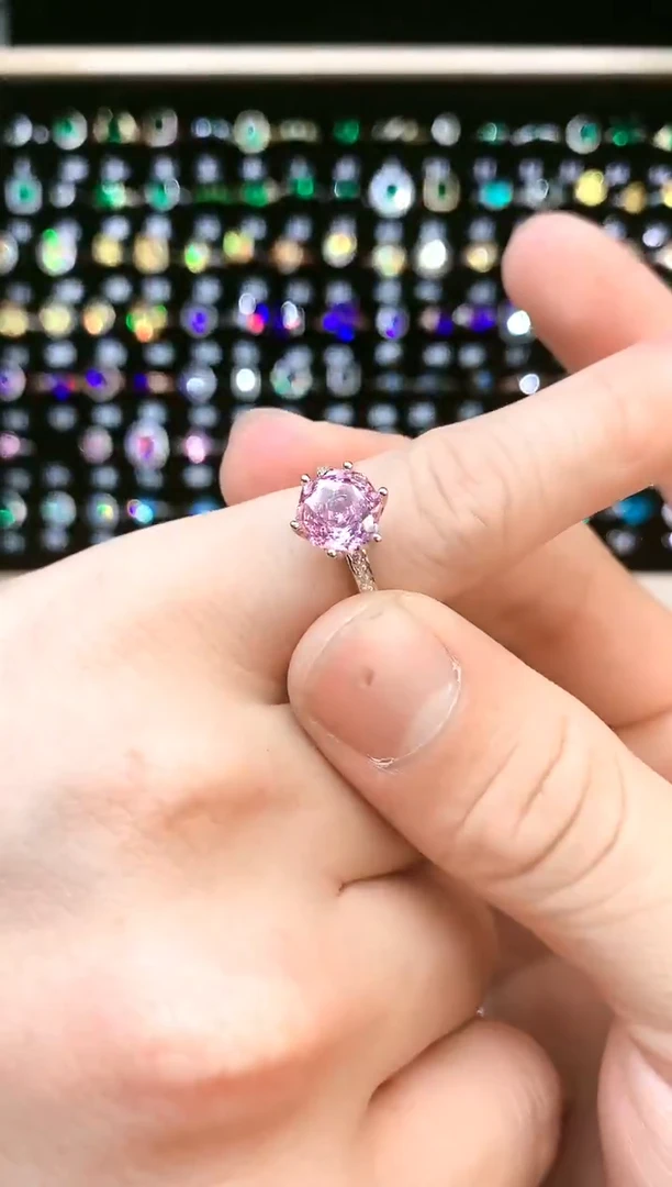 蓝宝石戒指银S925镶嵌......