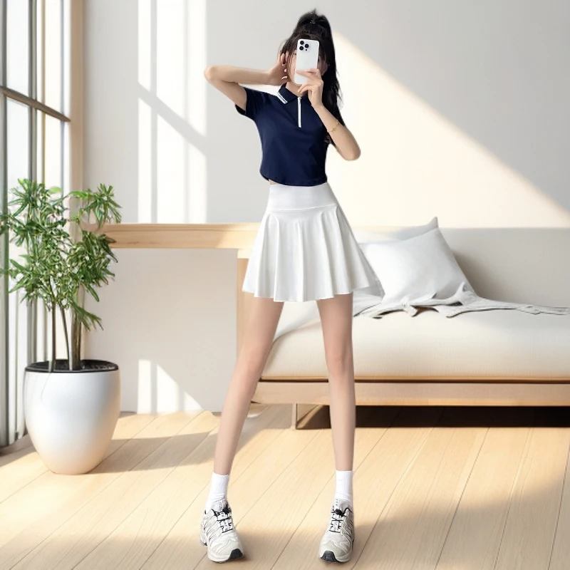 跑步女速干休闲健身衣羽毛球服短裙网球运动套装夏新款晨跑服2025