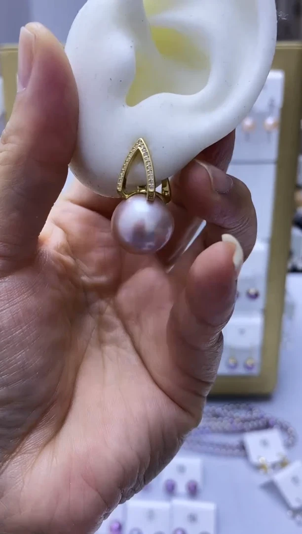 银S925镶嵌耳饰淡水珍珠339