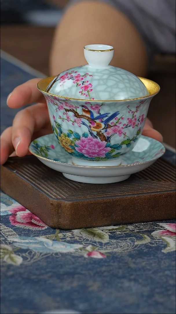 【闪购商品】【鎏金珐琅盖碗】【15西泠礼盒】