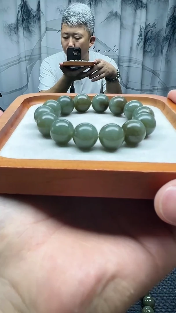 手串未镶嵌和田玉且末蓝微糖卡16纯天然拍一发一