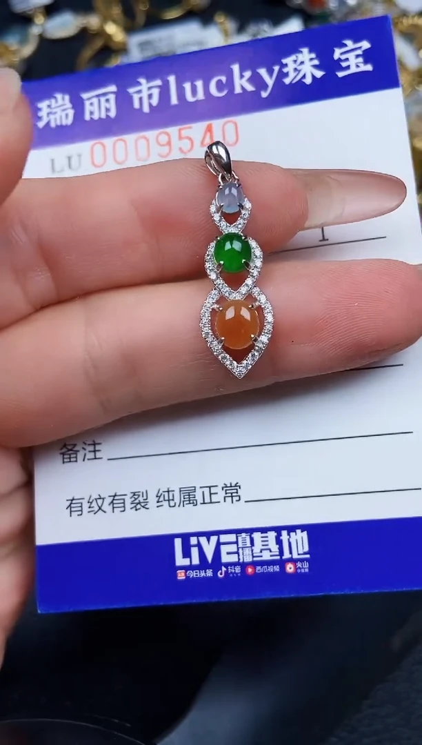 翡翠银S925镶嵌颈饰9540