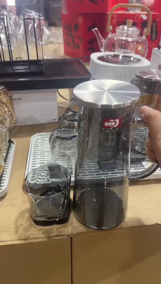 【闪购商品】水晶玻璃无盖款青苹果闪购价扭扭杯6+壶