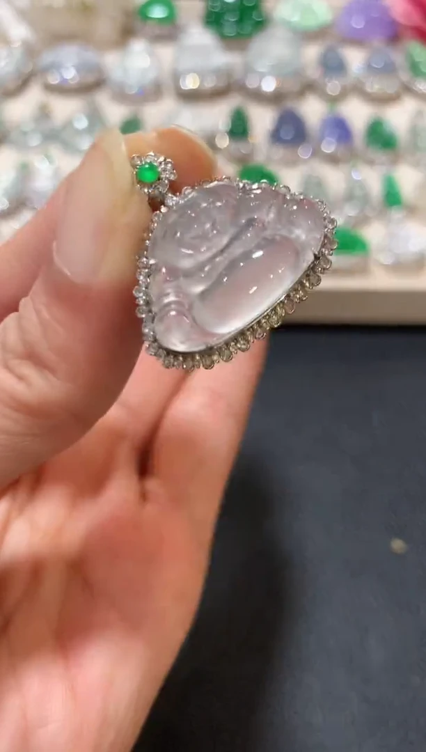 吊坠(不含链)18K金镶嵌翡翠n60