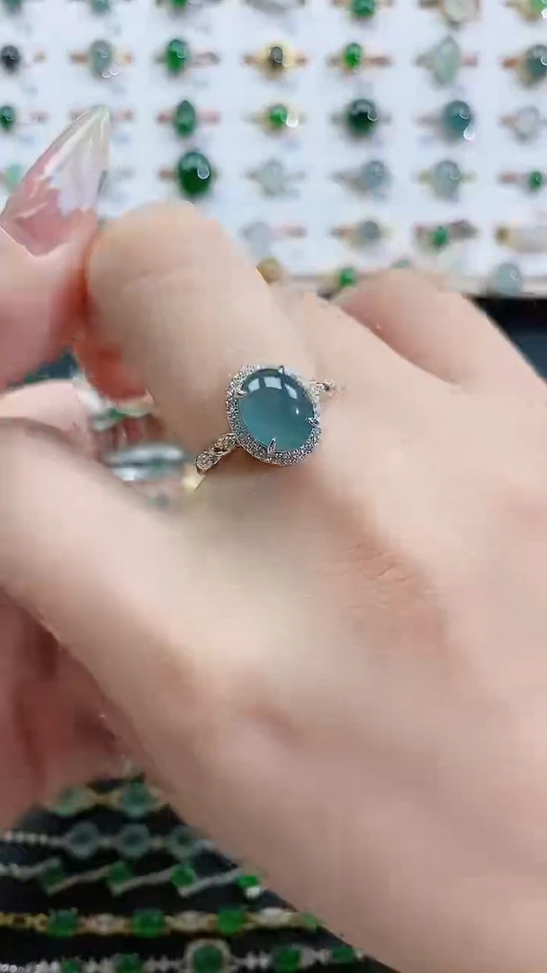 银S925镶嵌戒指翡翠天然翡翠