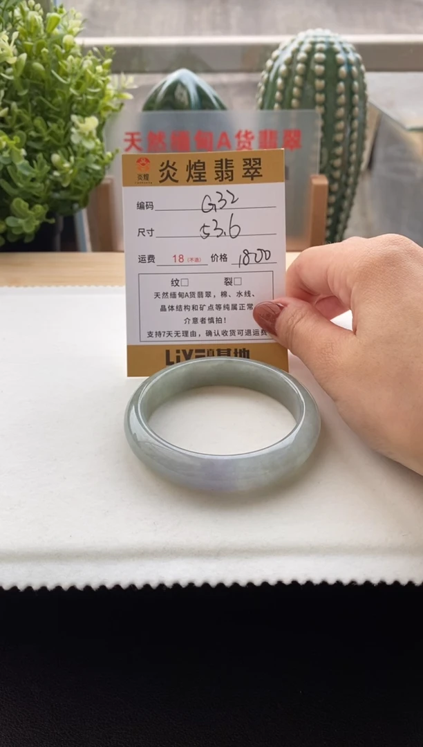 未镶嵌手镯翡翠53.6圈口 编码g32