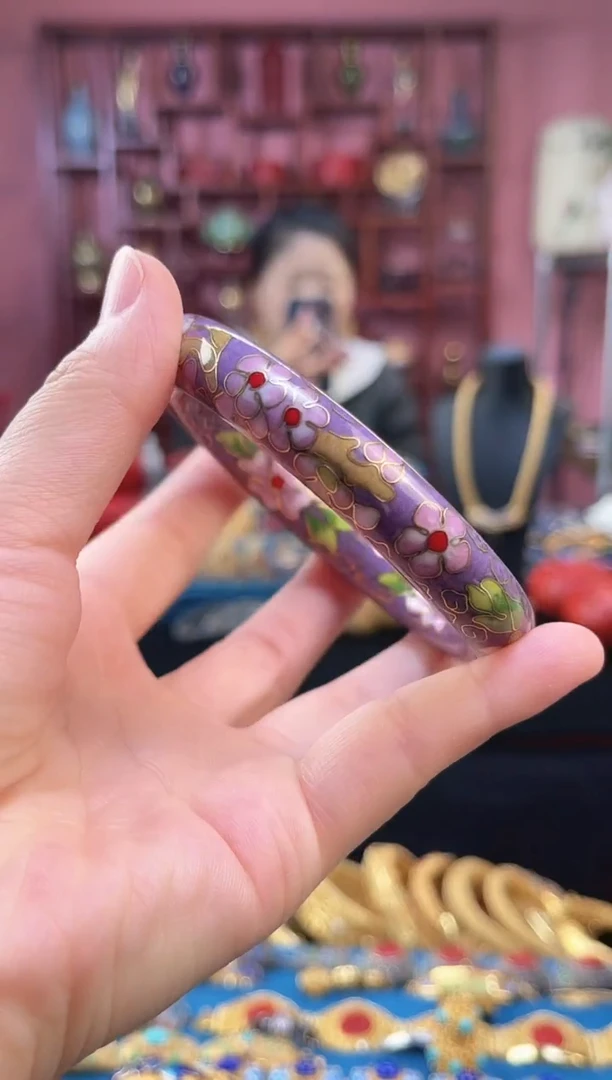 非遗 景泰蓝棍镯 60/宽版 紫