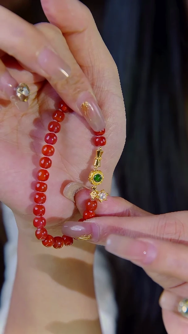 18K金镶嵌手串南红玛瑙南红手串1