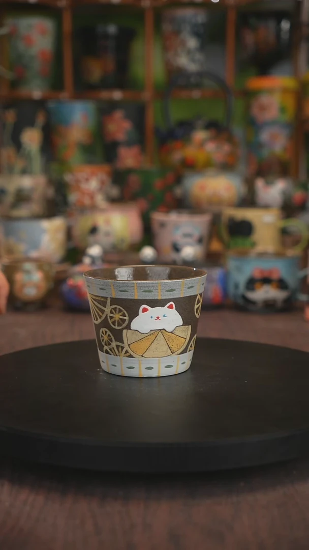 紫砂油画手绘釉下彩