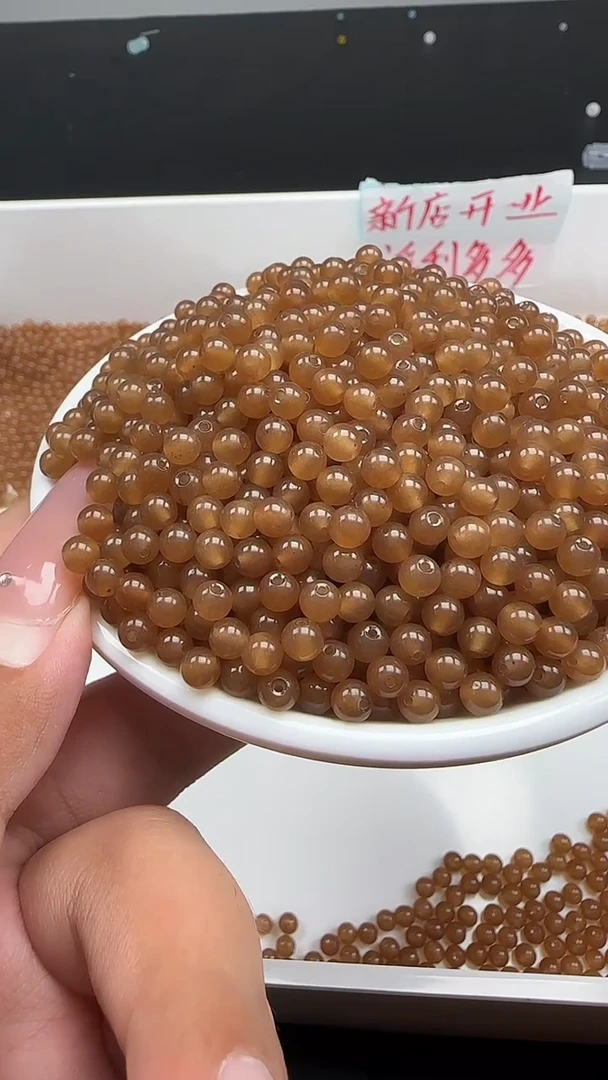 未镶嵌和田玉珠宝半成品糖玉圆珠N204卡4MM散珠60颗