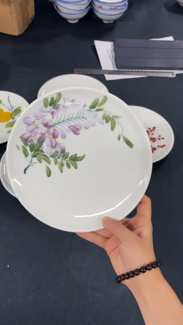 景德镇手绘釉中彩（食品级）平盘