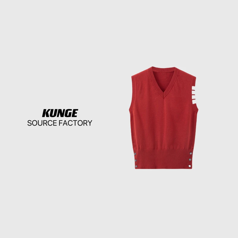 KUNGE-女款网红百搭红色潮流无袖秋冬-8726
